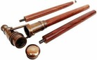 Wooden Walking Foldable Cane Nautical Antique Spyglass Brass Telescope Handle 
