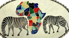 African Soapstone Decorative Art Tray Africa Country Map Zebras Oval Flat Plate