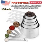 A Set Of 10 New Stainless Steel Measuring Cups And Spoons Set Easy Scooping