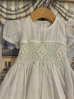 Vintage Toddler White Smocked Bead Embellish Toddler Girl Party Dress 2t