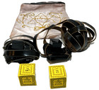 Vintage Hebrew Tefillin Set   Gold Stitched Bag Judaica Jewish Israel Judaism