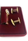 Rotary International Tie Bar   Cufflinks   Goldtone Enamel   New Old Stock
