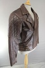 Vintage Punk Rock Style Retro Brown Leather Biker Jacket With Ce Armour  44 In l