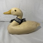 Vintage Carved Cream yellow Wooden Goose Primitive Rustic Farmhouse Duck Decoy