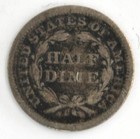 1854-p Us Seated Half Dime 5 Cents 90  Silver Philadelphia Mint Coin Vg