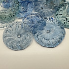 Lot Of 20 Antique Blue Hand-blown Rosettes Crystal Chandelier Lamp Parts 2 