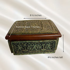 Vintage Jade Jewelry Box Wood green Stone Asian Decor 