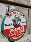 Vintage Smokey The Bear Porcelain Sign Old Forest Service Prevent Fires Ranger