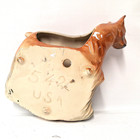 Vintage Boxer Dog Ceramic Planter Figurine Usa Pottery Brown Green Mid Century D