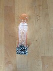 Antique 1920   s Art Nouveau Perfume Bottle Pink Glass Silver Filigree Overlay 