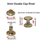 300 Sets 6mm Brass Leather Rivets Double Cap Rivet Tubular Metal Studs Repair   