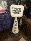 Vintage Funeral Parking Visitors Sign White Rubber Traffic Cone Mortuary Oddity