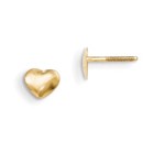 14kt Yellow Gold Heart Screw Post Earrings
