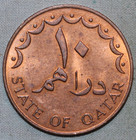 Qatar 1973    Ah 1393   Bronze  10 Dirhams   Km v 1   99    Tracked Shipping