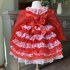Vintage Handmade Red Sheer Lace Party Pageant Girls Dress
