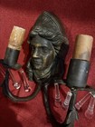 Antique Victorian Bronze Sconce Women Maden Face 