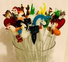 18 Assorted Set Glass Swizzle Sticks Stir Cocktail Stirrers Blown Glass Barware