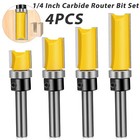 4pcs 1 4   Shank Top Bearing Flush Trim Carbide Router Bit Set Milling Cutter