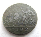 Barbados Km-tn10 Penny 1792 Crude Vf With Planchet Porosity  Scarce  