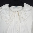 Vtg Hammerschmid Blouse Womens 44 White Cotton Hand Embroidered Victorian Blouse