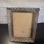 2 Vintage Fancy Gold Metal Filigree Ornate Picture Frame 5 X 7 With Clear Glass