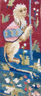 Antique French Wool Needlepoint Tapestry Mythical Lion Moody Floral