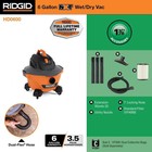 Ridgid 6 Gallon 3 5 Peak Hp Nxt Shop Vacuum Wet Dry Vac With General Debris