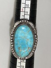 Vintage Signed O a  Navajo Style Turquoise Sterling Silver Ring Size 7