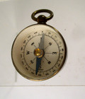 Vintage Germany Brass Large Bail Compass Beveled Glass Brass Tone