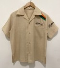 Vtg 60 s 70 s Go For Money   Chainstitch Bowling Linen Work Shirt L Rare