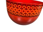 Vintage Finel Arabia Finland Enamel Bowl Red Orange Flower Design Mid Century
