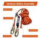 Fall Protection Rope For Roofing Tree Climbing  25ft Harness Safety Lanyard     