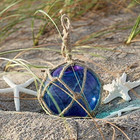 Glass Fishing Floats   Cobalt Blue Japanese Glass Floats 5    Nautical Rope Ball