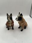 Vintage Boxer Porcelain Dog Statue Figurine  2  Bone China - Marked Japan