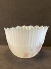 Vintage Art Deco Floral Frosted Glass Pleated Lamp Shade 5 5   h  2 1    Fitter Hole