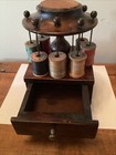 Antique Victorian Sewing Box W  Small Drawer Spool Thread Storage   Old Bobbins