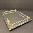 Vintage Hollywood Regency Art Deco Vanity Perfume Mirror With Lucite Bumpers