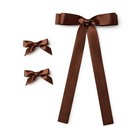 Satin Hair Bows Set Of 3  2 Mini Ribbon Bows And 1 Thick Ribbon Bow With Tails
