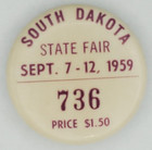 Vintage 1959 South Dakota State Fair Numbered 736  Pinback Button