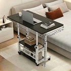 Height-adjustable Table With Wheels And Storage Shelf Crafting Computer Desk