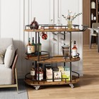 Bar Carts 3-tier Storage Shelves Mobile Kitchen Serving Cart W  Wine Rack Wheels