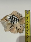 Rare Vintage Handmade Fish Pin Brooch Cream Gold Black Beads Sequins Rhinestones