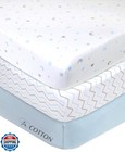 American Baby Company 3 Pack 100  Natural Cotton Fitted Pack And Play Sheets 