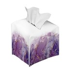 Soft Tissue Box Cover Square Tissue Box Holder Home Decorative Purple Marble
