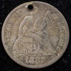 1887 Love Token Engraved Fancy  elmor   Seated Liberty Dime Us Silver Coin