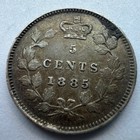 Scarce 1885 Large 5 Xf au High Grade Canada Five Cent Silver Coin