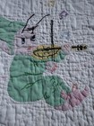 Vintage Baby Blanket Cotton Quilted Crib Quilt Pastel Embroidered Elf Moon 46x33