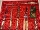 Anton Wingen Solingen Germany Engraved Stag Handle Painted Carving Set Knife Set