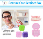 Denture Case  Denture Cup With Strainer Safety Basket  Denture Cleaning Brush 