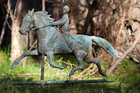Antique 19th Century Jw Fiske Horse   Rider Weathervane - Fine Verdigris Patina